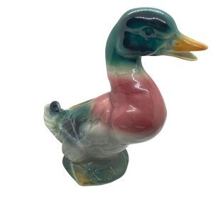 Mallard Duck Decorative Planter Vintage Royal Copley Multicolor Ceramic Vase 8"